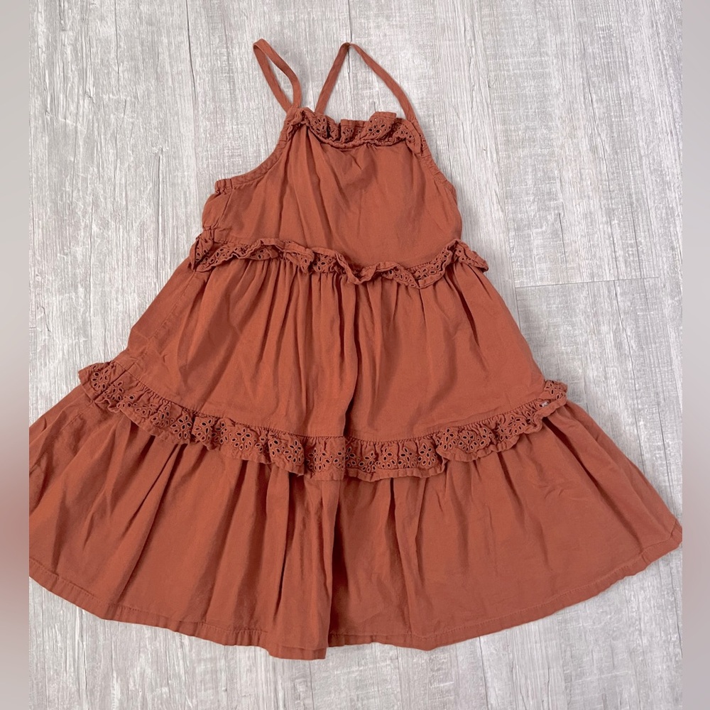 Rust Brown Eyelet Sleeveless Dress
